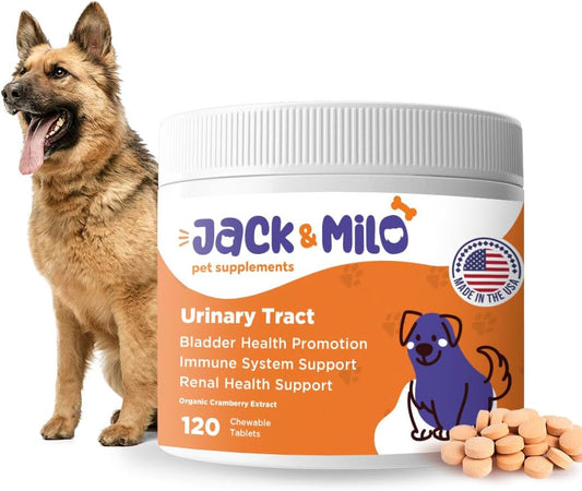 Organic Dog UTI Incontinence Supplement with Cranberry & Antioxidants - Bladder Control for Dogs - 120 Tablets, USA Made