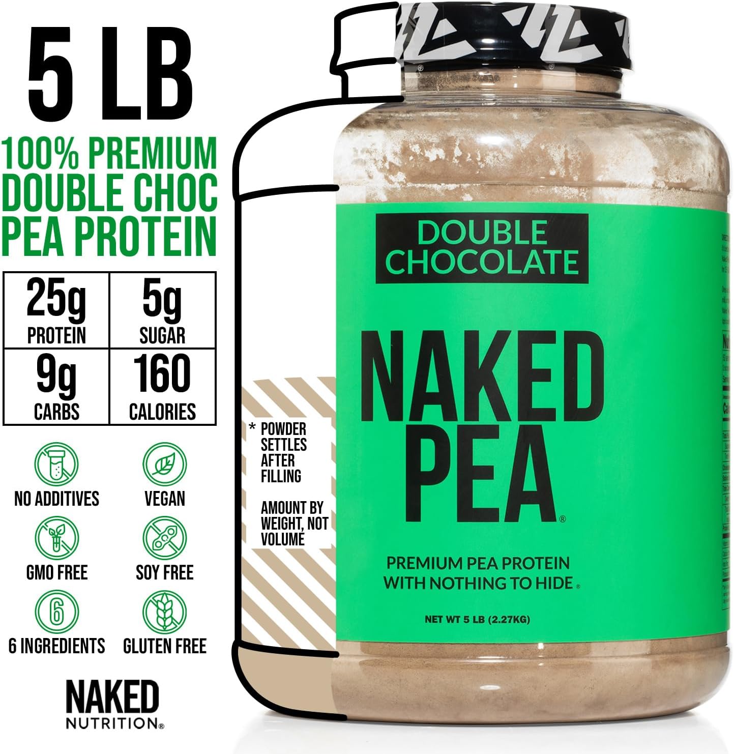 Organic Double Chocolate Pea Protein Powder - US & Canadian Farms, GMO-Free, Soy-Free, Gluten-Free, Muscle Growth and Recovery - 53 Servings