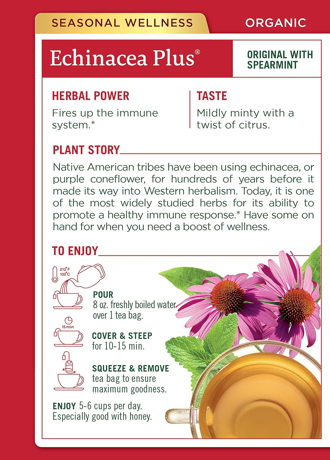Organic Echinacea Plus Tea Bags - Traditional Medicinals (16 Count)