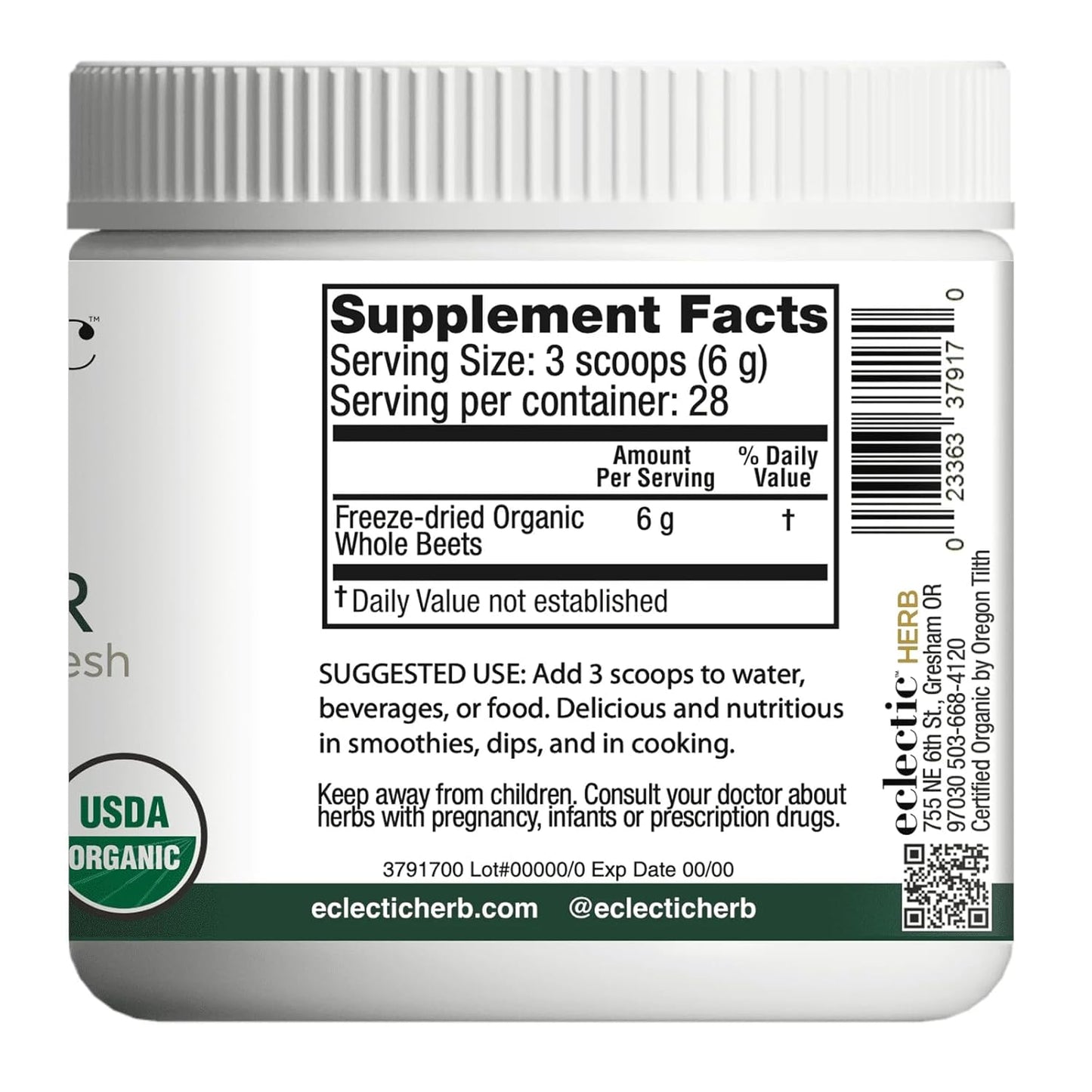 Organic Eclectic Herb Beet Juice Powder - 170g, Natural Energy Boost & Antioxidant Support