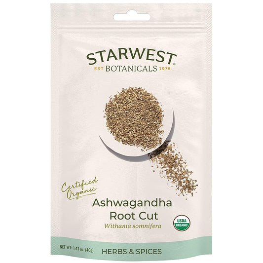 Organic Eco-Friendly Ashwagandha Root Cut by Starwest Botanicals (1.41 oz)