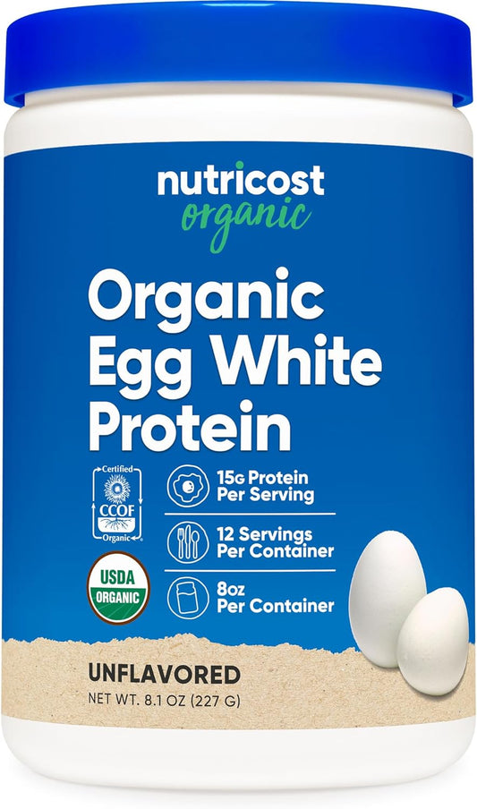 Organic Egg White Protein Powder - Unflavored, 15g Protein Per Serving, 8oz, GMO-Free, Gluten Free