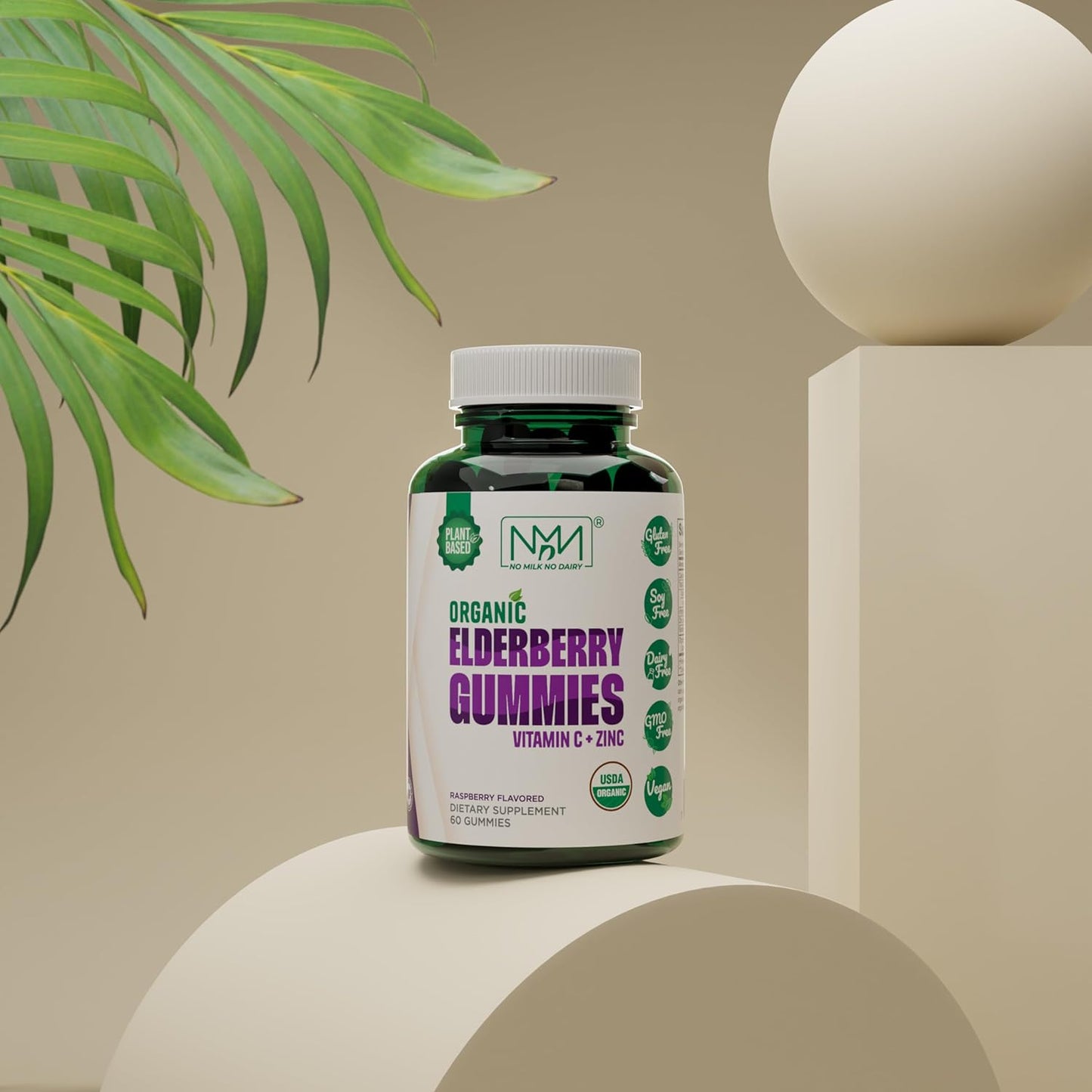 Organic Elderberry Gummies with Zinc & Vitamin C | Dairy-Free Immune Boosting Sambucus Gummies | Antioxidant-Rich Vegan Supplement