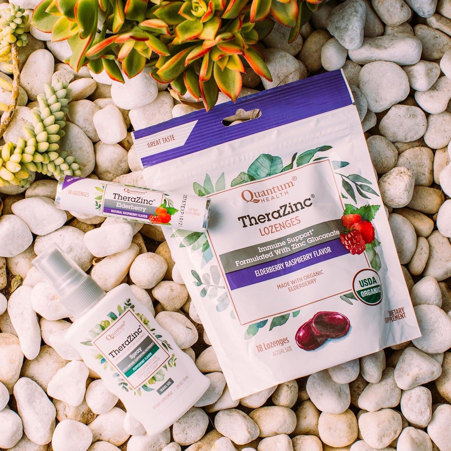 Organic Elderberry Sambucus Raspberry & Honey TheraZinc Lozenges for Immune Support - 18 Count