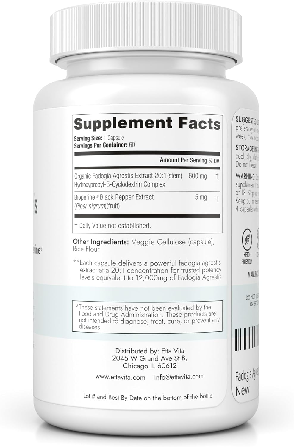 Organic Fadogia Agrestis 600mg Supplement for Natural Test Support - Athlete Approved & Enhanced Absorption - Promotes Muscle Growth, Recovery, Energy, Stamina, and Mood - 60ct
