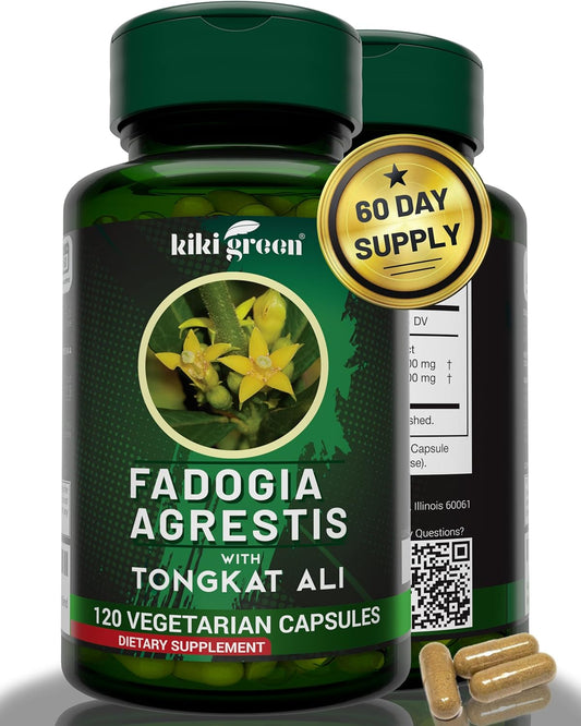 Organic Fadogia Agrestis and Tongkat Ali Supplement - 1000mg Per Serving - 120 Vegan Capsules for Daily Energy Boost
