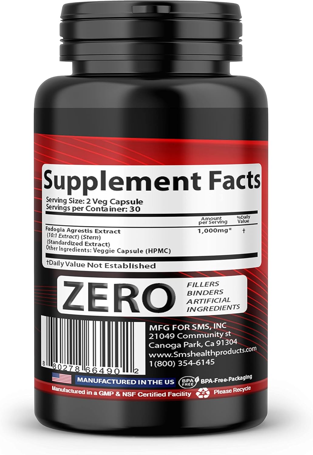 Organic Fadogia Agrestis Extract Pills (1,000mg) for Athletic Performance | Gluten Free Supplement with Maximum Strength - 60 Veggie Caps