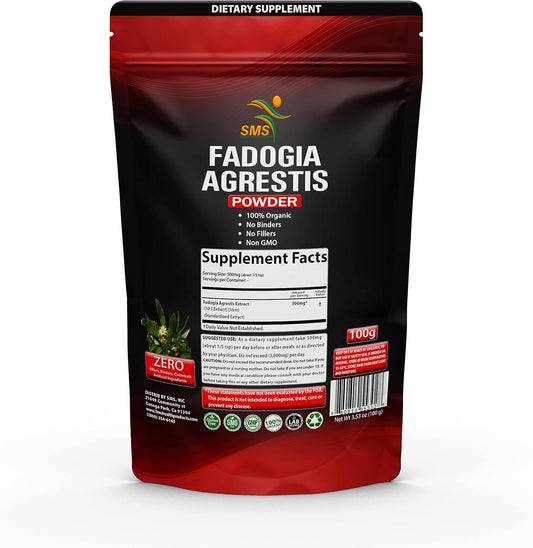 Organic Fadogia Agrestis Extract Powder - Boosts Athletic Performance & Drive - Max Strength - Gluten Free - 100g