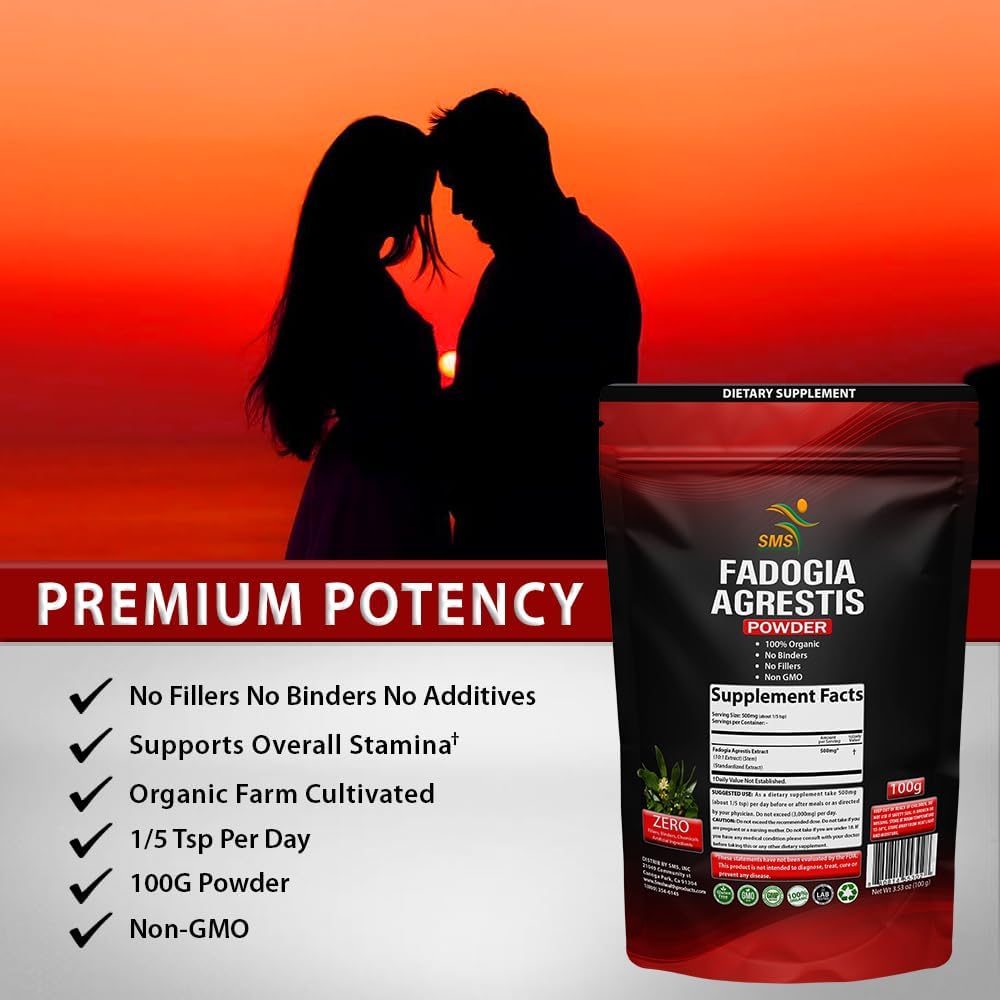 Organic Fadogia Agrestis Extract Powder - Boosts Athletic Performance & Drive - Max Strength - Gluten Free - 100g