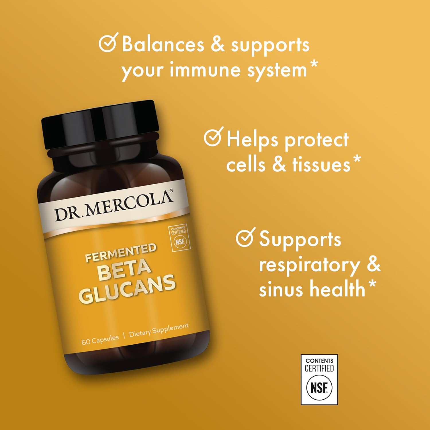 Organic Fermented Beta Glucans by Dr. Mercola - 30 Servings (60 Capsules) for Immune Support, Non-GMO Dietary Supplement