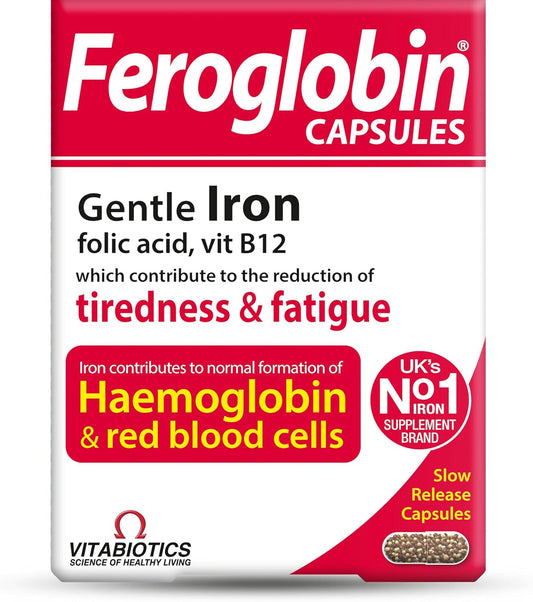 Organic Feroglobin Vitabiotics Capsules - 30 Count, Vitamin and Mineral Supplement