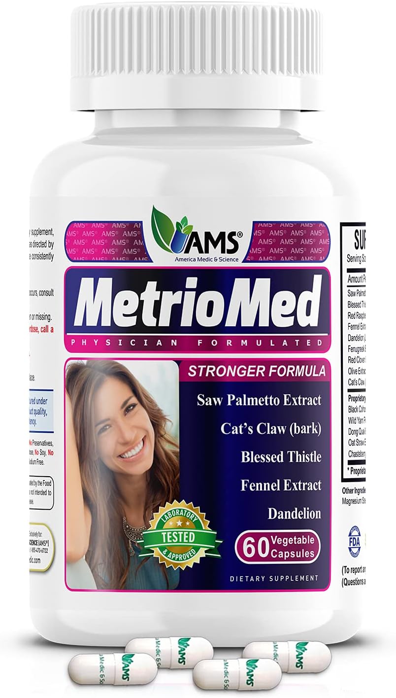 Organic Fertility Supplement for Women - America Medic & Science MetrioMed Capsules with Black Cohosh, Chasteberry, and Red Clover - 60 Pills