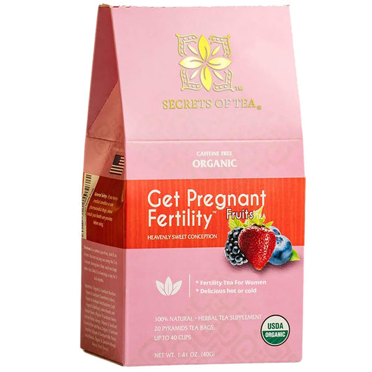 Organic Fertility Tea with Chaste Tree Berries and Red Raspberry Leaf - Natural Supplements for Women - 40 Servings - 20 Count Pack