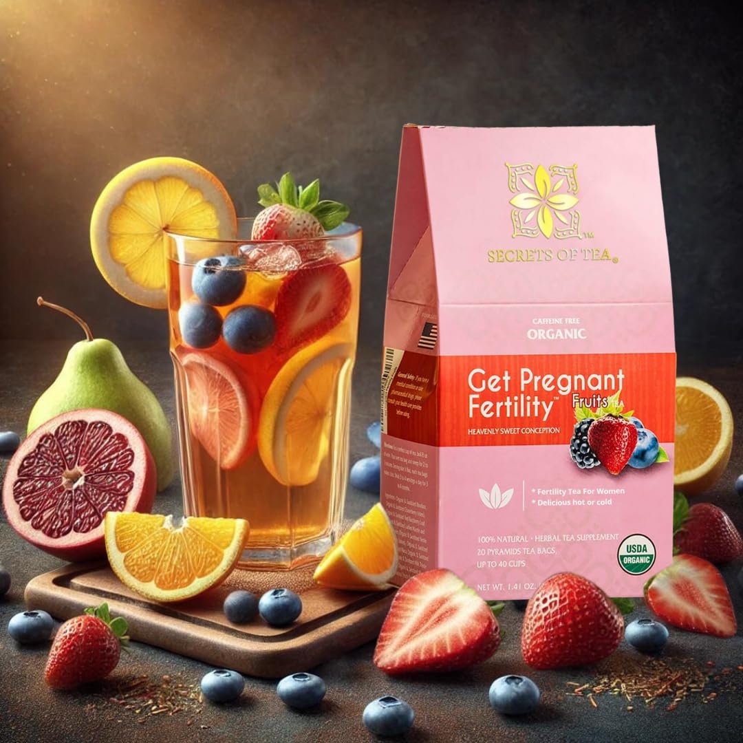 Organic Fertility Tea with Chaste Tree Berries and Red Raspberry Leaf - Natural Supplements for Women - 40 Servings - 20 Count Pack