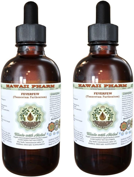 Organic Feverfew Alcohol-Free Liquid Extract - Natural Herbal Supplement 8 oz - Hawaii Pharm Feverfew Glycerite