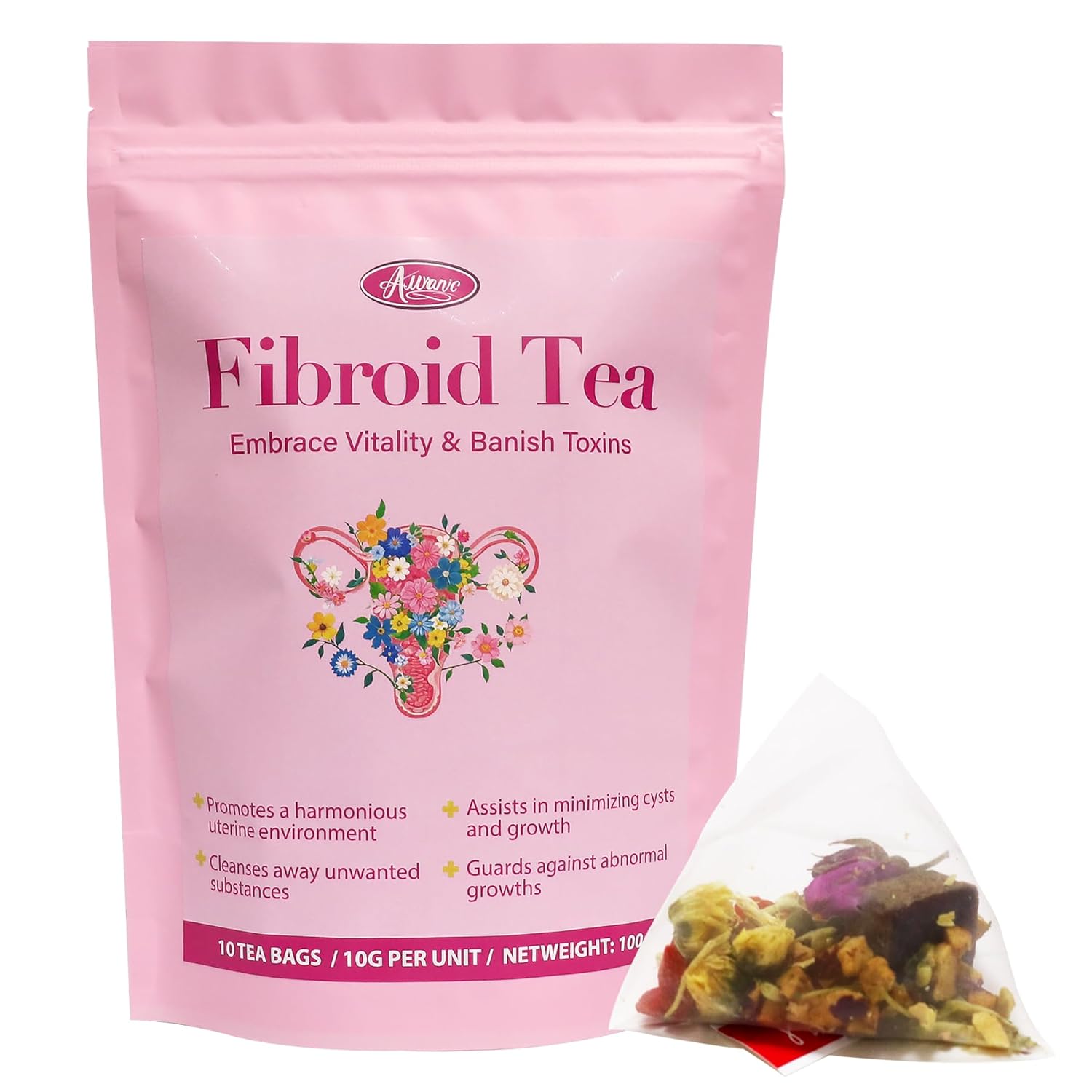 Organic Fibroid Shrink & Ovarian Cysts Herbal Tea for Fast Pregnancy, Hormone Balance & Womb Detox
