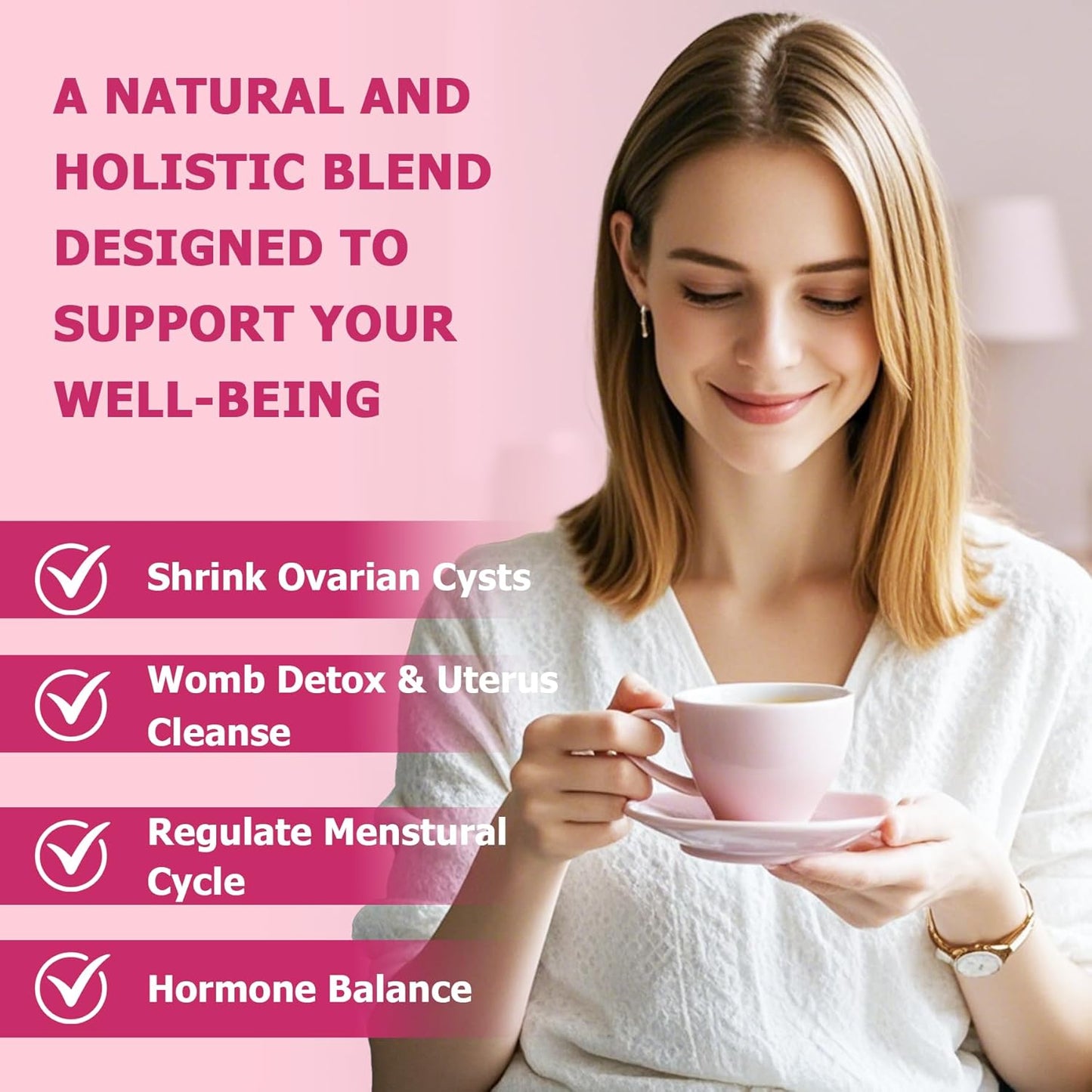 Organic Fibroid Shrink & Ovarian Cysts Herbal Tea for Fast Pregnancy, Hormone Balance & Womb Detox