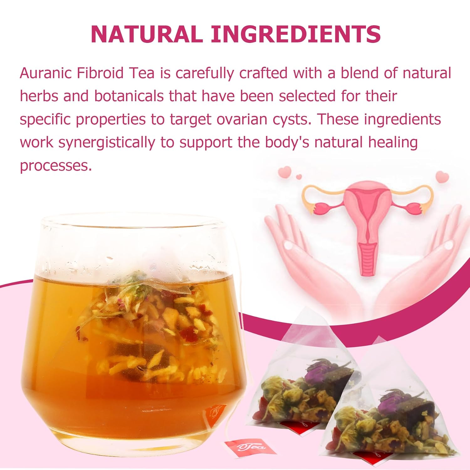 Organic Fibroid Shrink & Ovarian Cysts Herbal Tea for Fast Pregnancy, Hormone Balance & Womb Detox