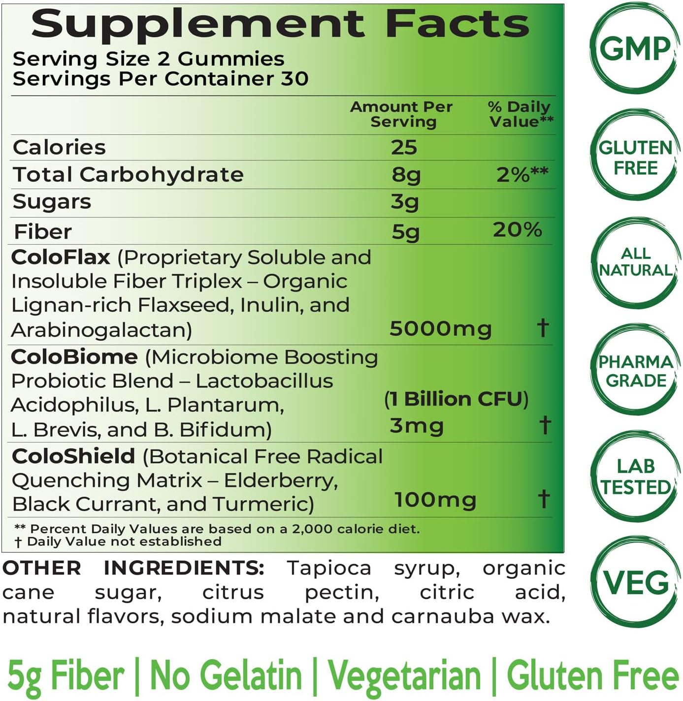 Organic Flaxseed Fiber + Probiotic Gummies for Adults - Constipation Relief with Triple-Fiber Vegan Formula - 30 Servings