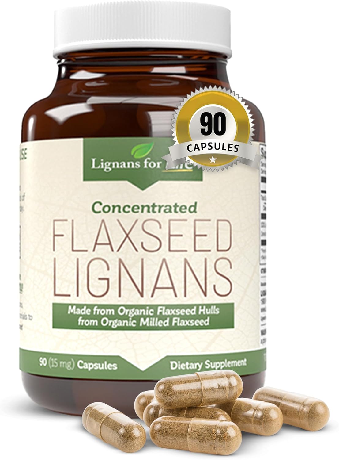 Organic Flaxseed Lignans Capsules for Dogs & Women - 15mg Supplement for Hormone Support, High-Fiber Formula