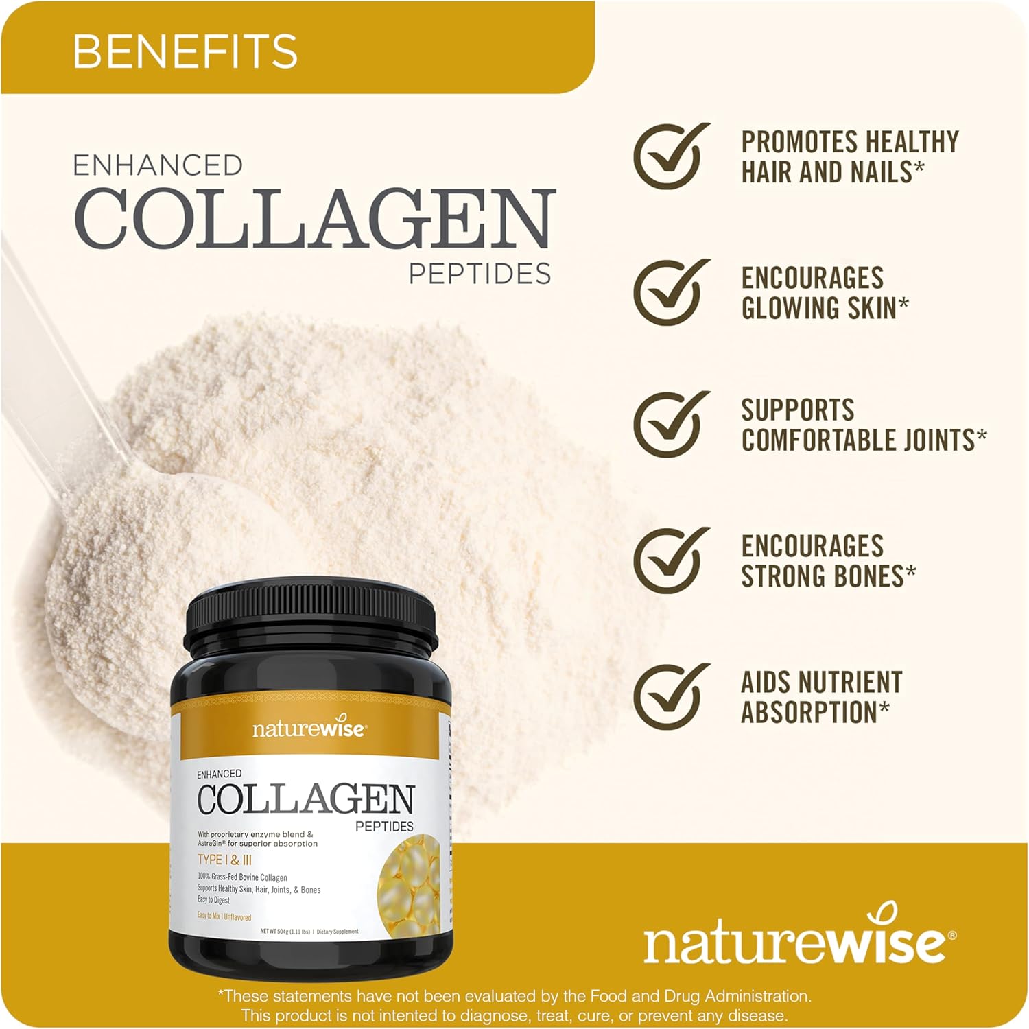 Organic Flaxseed Oil with Enhanced Collagen Peptides - 720mg ALA (45 Servings) by NatureWise