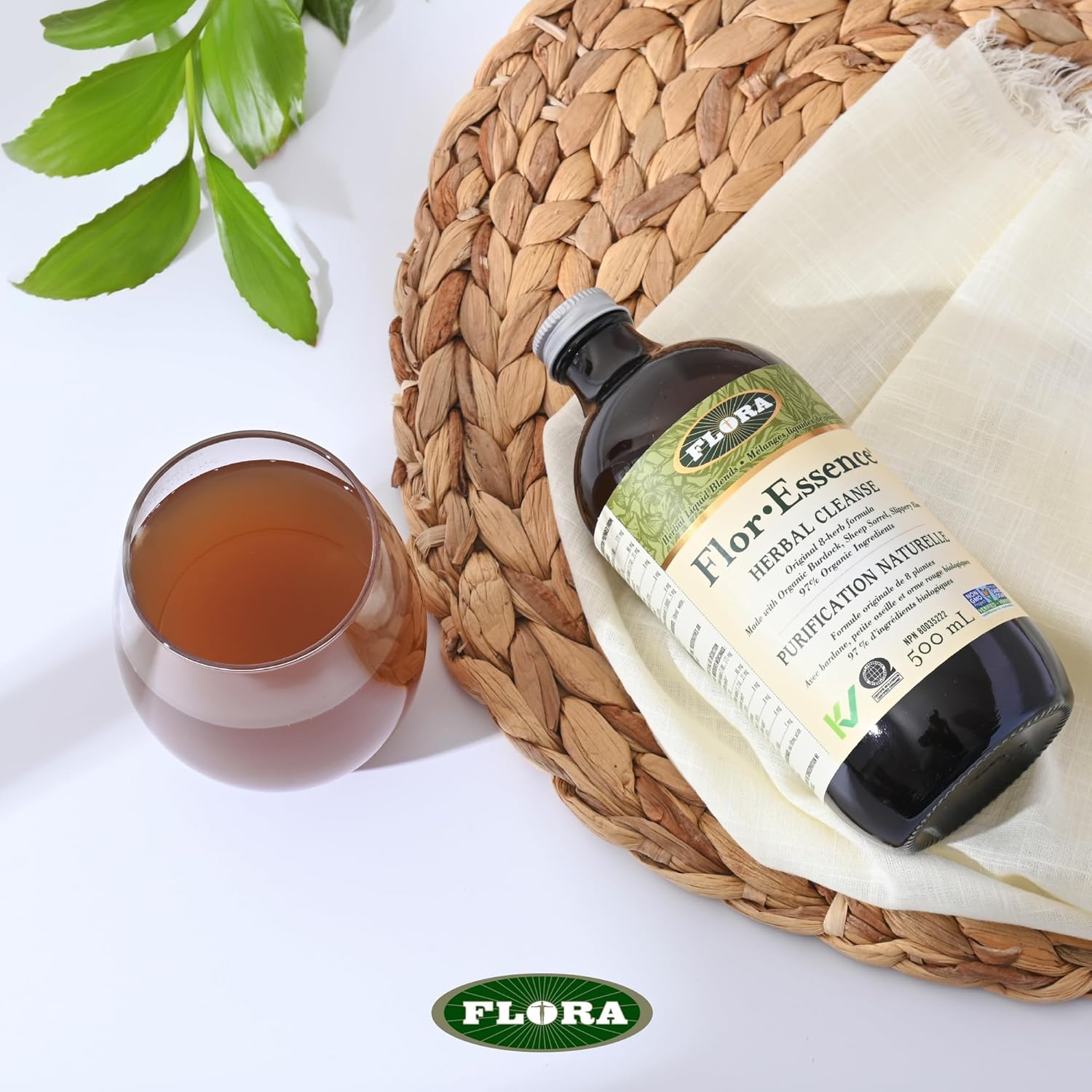 Organic Flora Health Flor-Essence Tea Blend for Full Body Cleanse & Detox - Vegan Formula with Burdock Root, Sorrel, Slippery Elm, Kelp - 500mL