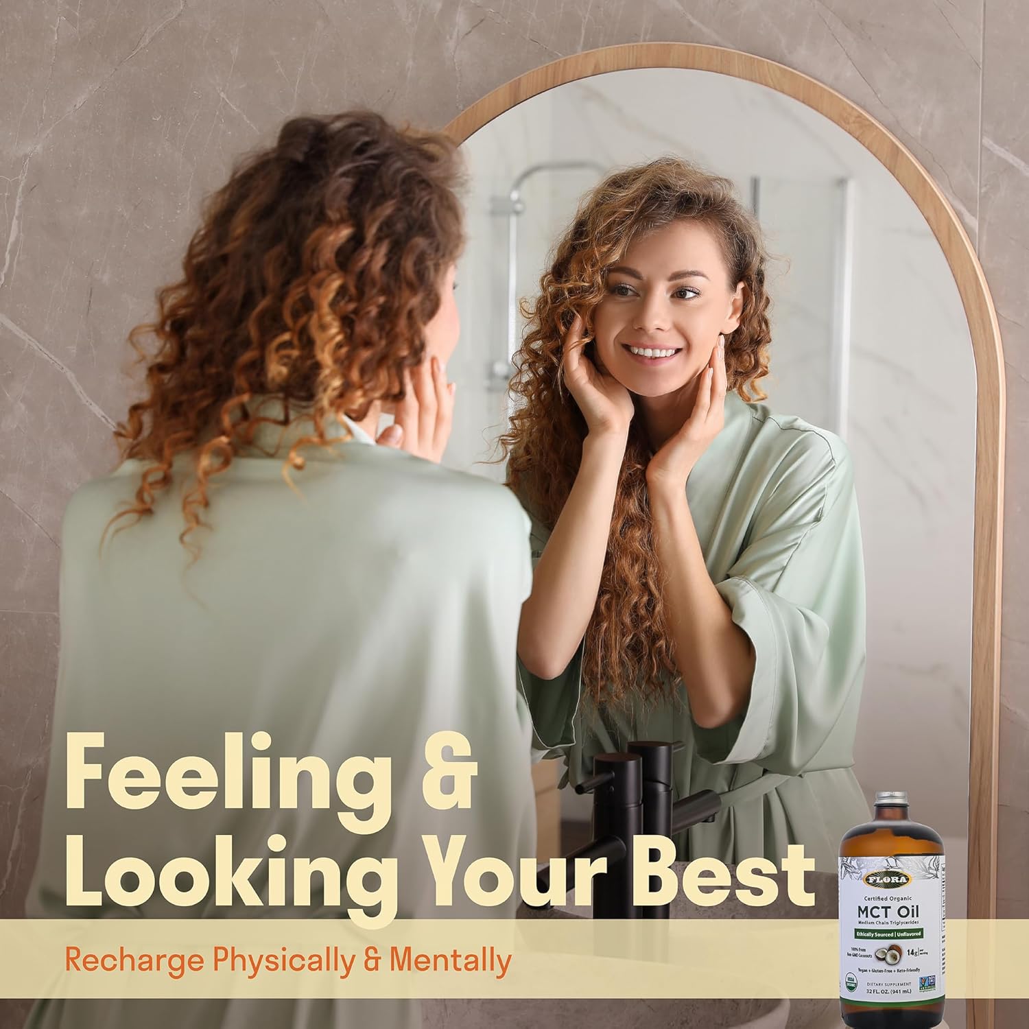 Organic Flora Health MCT Oil - Brain Fuel Boost - C8 & C10 Acids - Keto, Kosher, Non-GMO - 100% Ethically Sourced - 32 Fl Oz