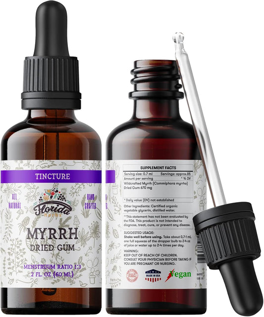 Organic Florida Herbs Myrrh Tincture Extract for Indigestion - Non-GMO 670mg Supplement in Vegetable Glycerin