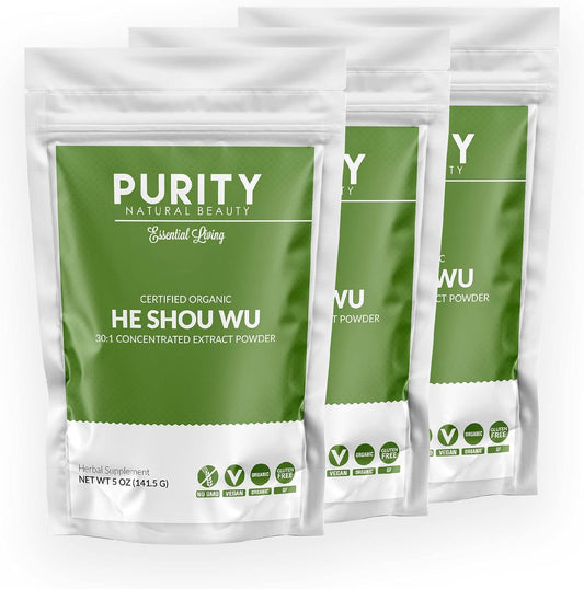 Organic Fo-ti Extract 30:1 Concentrated He Shou Wu - Large 15oz Bag (Pack of 3) - Purity Natural Beauty