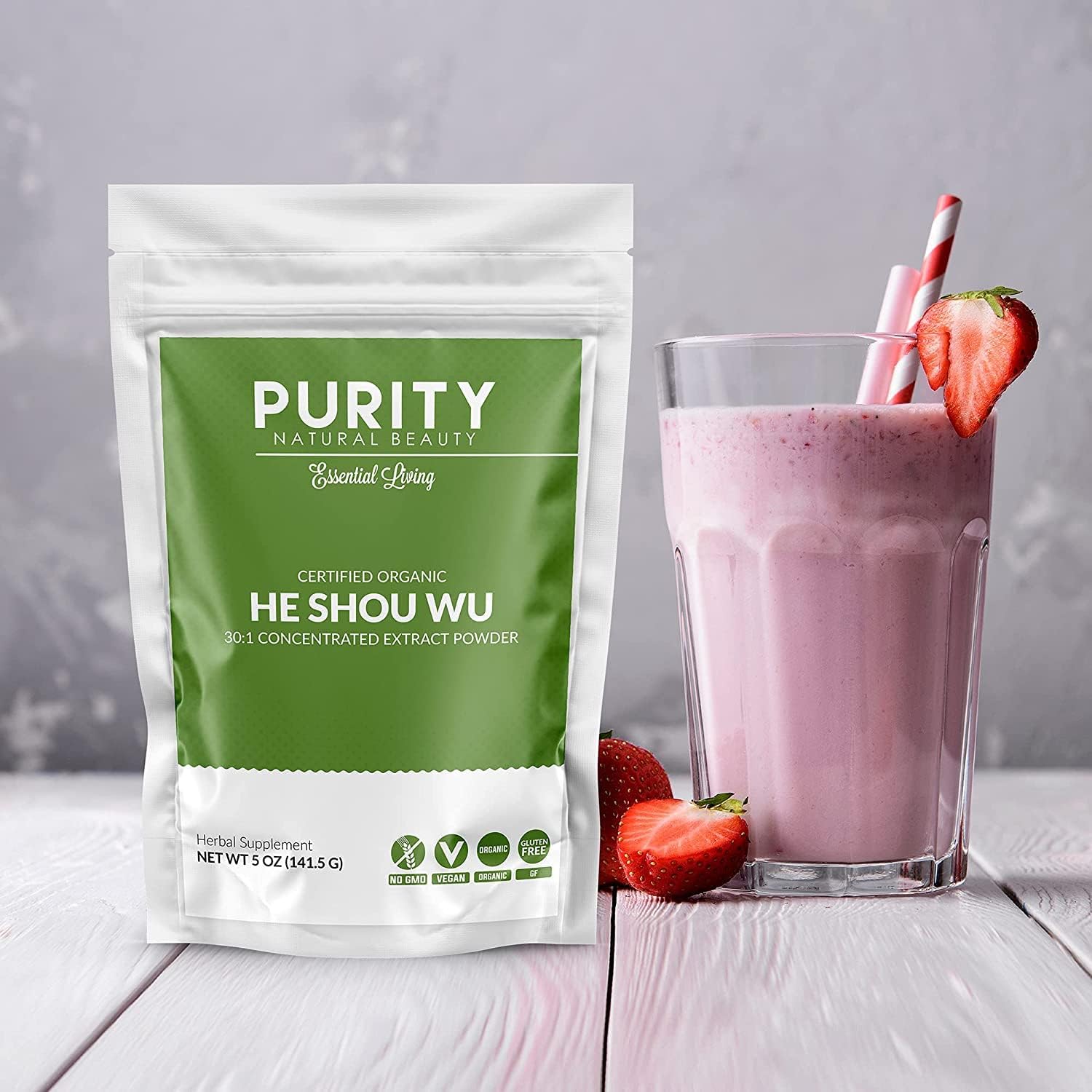 Organic Fo-ti Extract 30:1 Concentrated He Shou Wu - Large 15oz Bag (Pack of 3) - Purity Natural Beauty