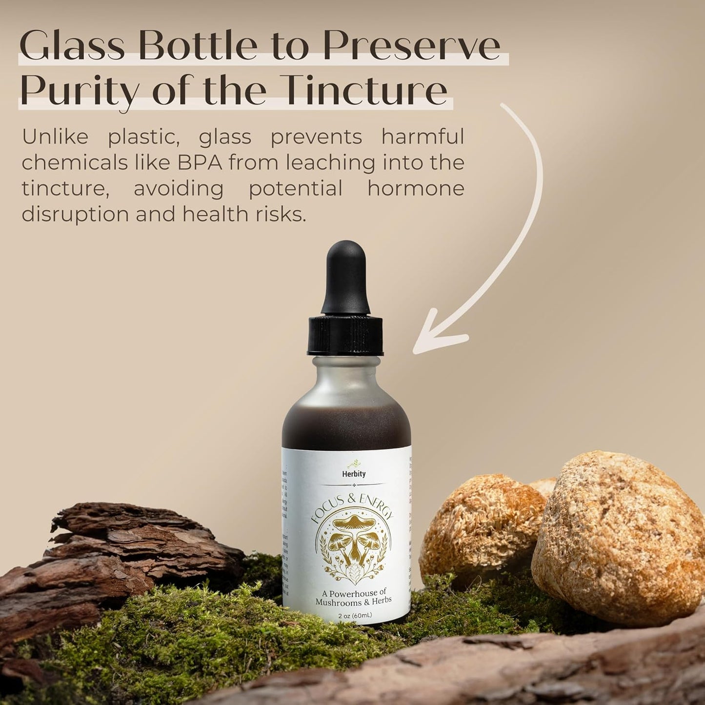 Organic Focus & Energy Mushroom Tincture - Immune Support & Cognitive Boost Supplement with Adaptogenic Mushrooms & Custom Blend