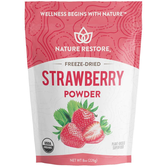 Organic Freeze Dried Strawberry Powder - 8 oz, Non-GMO, Gluten-Free, Vegan - Nature Restore Certified USDA Organic
