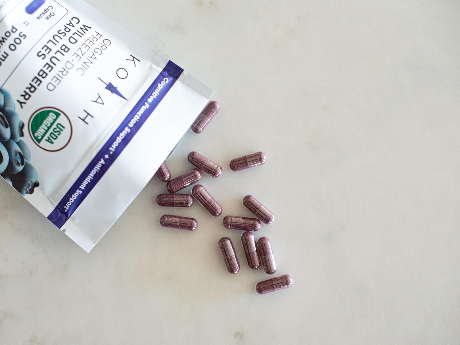 Organic Freeze-Dried Wild Blueberry Capsules - 500mg Powder per Capsule - Cognitive Function & Antioxidant Support - Equivalent to 3,300mg Fresh Blueberries