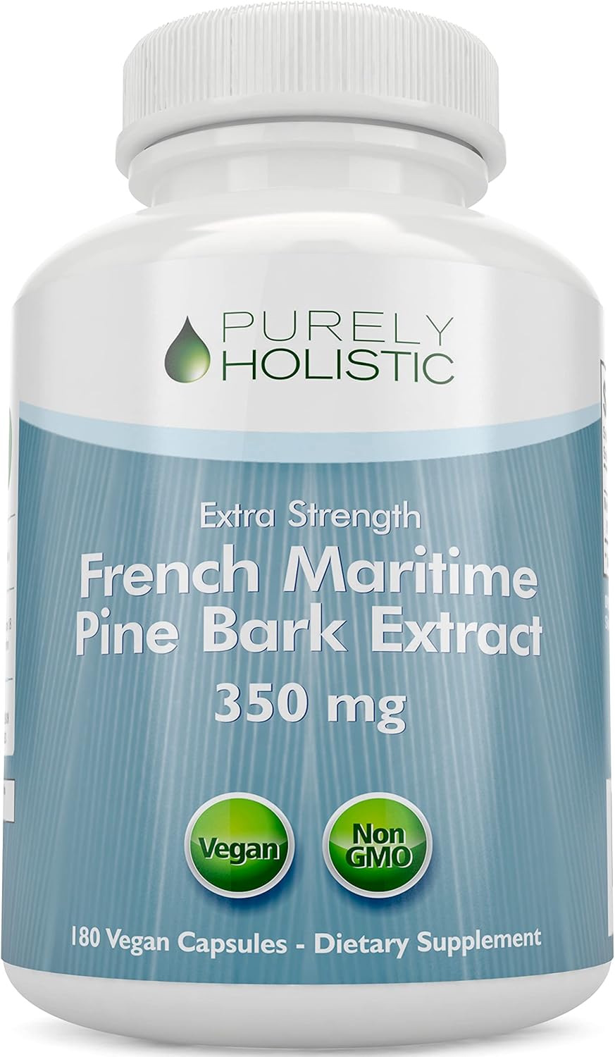 Organic French Maritime Pine Bark Extract Capsules - 350mg 180 Vegan Capsules - High Proanthocyanidins Antioxidant Supplement