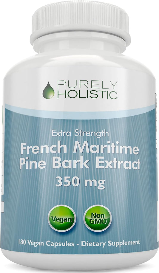 Organic French Maritime Pine Bark Extract Capsules - 350mg 180 Vegan Capsules - High Proanthocyanidins Antioxidant Supplement