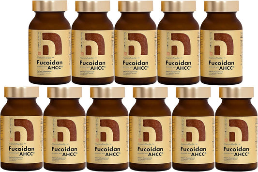 Organic Fucoidan & AHCC Immunity Supplement 11 Bottles - 1760 Veg Capsules (Brown Seaweed, Mekabu, Mozuku, Agaricus)