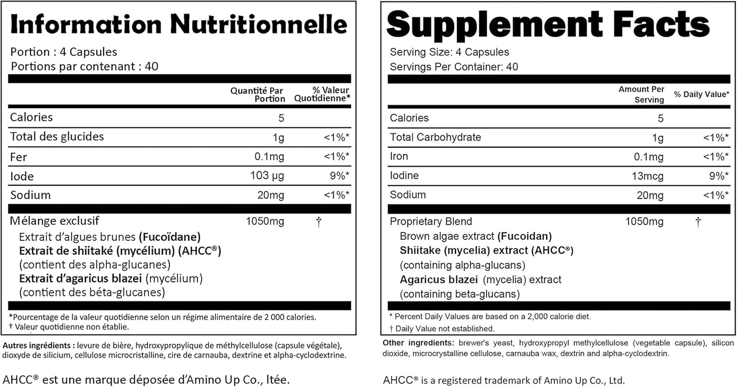 Organic Fucoidan & AHCC Immunity Supplement 11 Bottles - 1760 Veg Capsules (Brown Seaweed, Mekabu, Mozuku, Agaricus)
