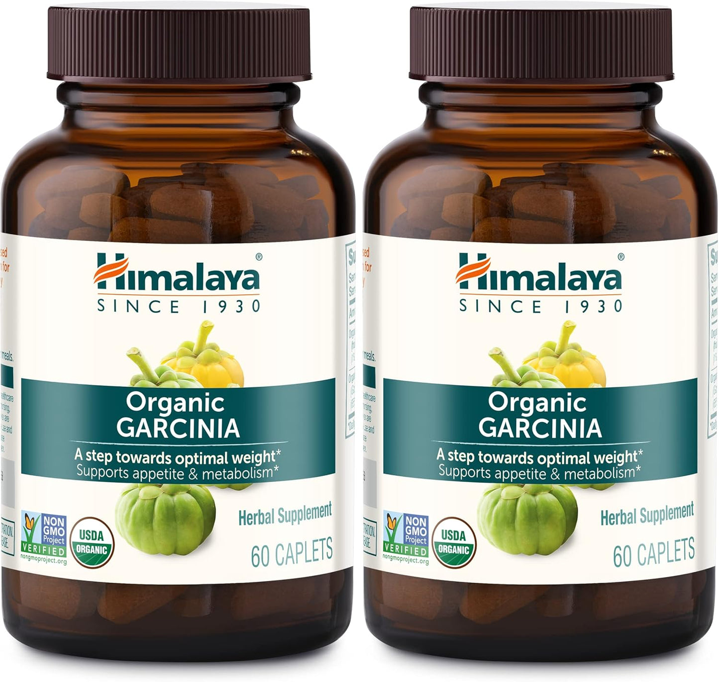 Organic Garcinia Cambogia Herbal Supplement for Appetite Control and Weight Support - 2 Pack, 600mg, USDA Organic & Non-GMO Vegan Caplets