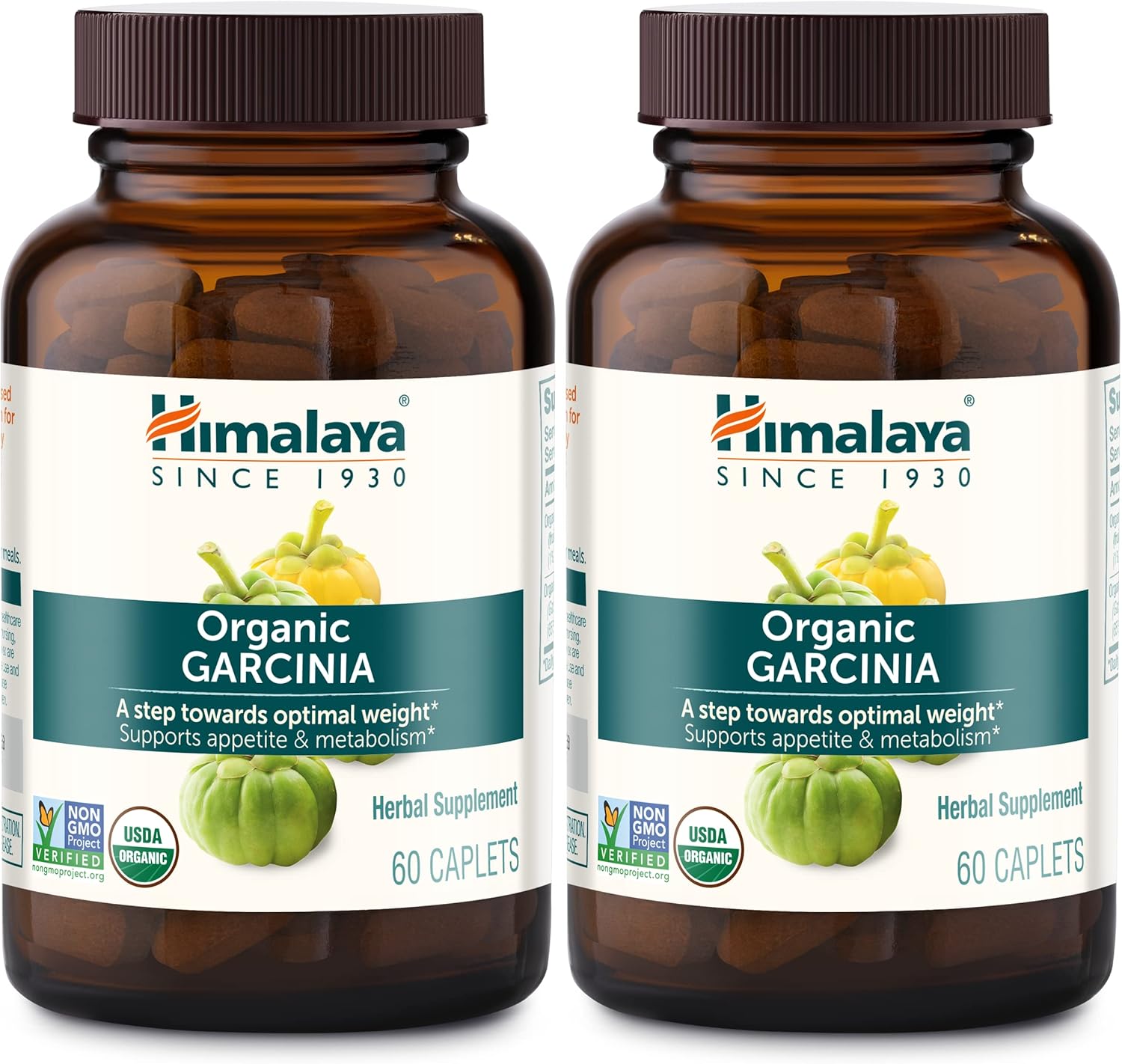 Organic Garcinia Cambogia Herbal Supplement for Appetite Control and Weight Support - 2 Pack, 600mg, USDA Organic & Non-GMO Vegan Caplets