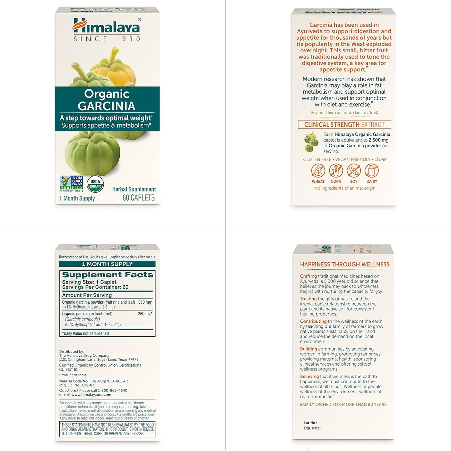 Organic Garcinia Cambogia Herbal Supplement for Appetite Control and Weight Support - 2 Pack, 600mg, USDA Organic & Non-GMO Vegan Caplets
