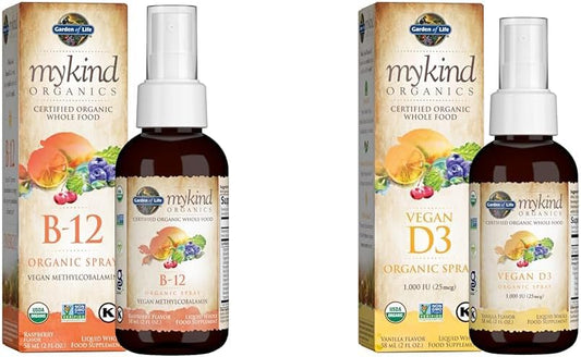 Organic Garden of Life B12 Vitamin Liquid Spray with Vitamin D3 - Boost Metabolism and Energy