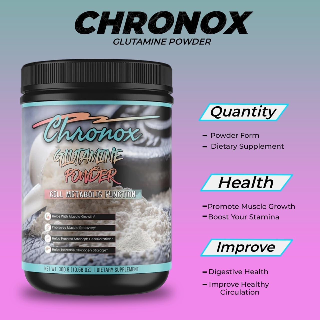 Organic Glutamine Powder for Enhanced Cell Metabolism and Physical Performance - Ideal Muscle Repair and Recovery Supplement - Boost Fitness Levels with Organic Glutamine Powder