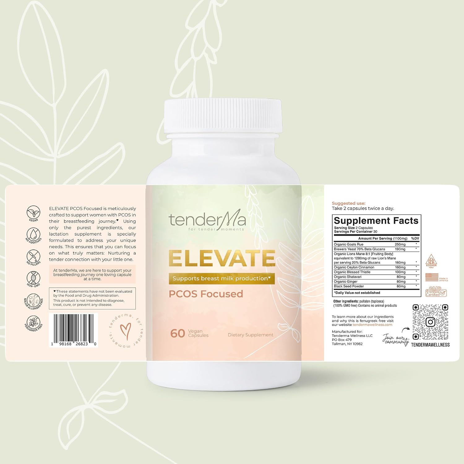 Organic Goat's Rue Lactation Supplement for PCOS - Increase Breastmilk Supply with Lions Mane, Thistle, and Brewers Yeast - 60 Capsules