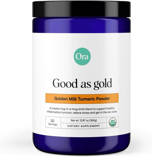 Organic Golden Milk Powder with Ayurvedic Turmeric, Adaptogens, Ashwagandha, Reishi, Ginger - Maple & Vanilla Flavor, 30 Servings