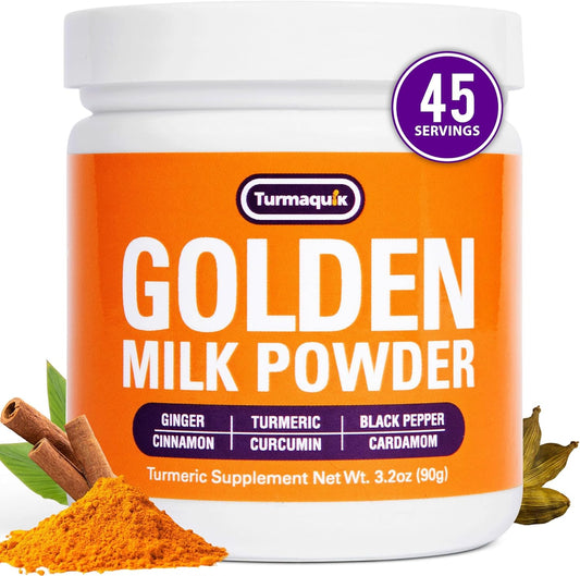 Organic Golden Milk Turmeric Latte Superfood Blend with Ginger, Black Pepper, Curcumin, Cinnamon, Cardamom - Non-GMO, Vegan, Keto, Ayurvedic (3.2 oz)