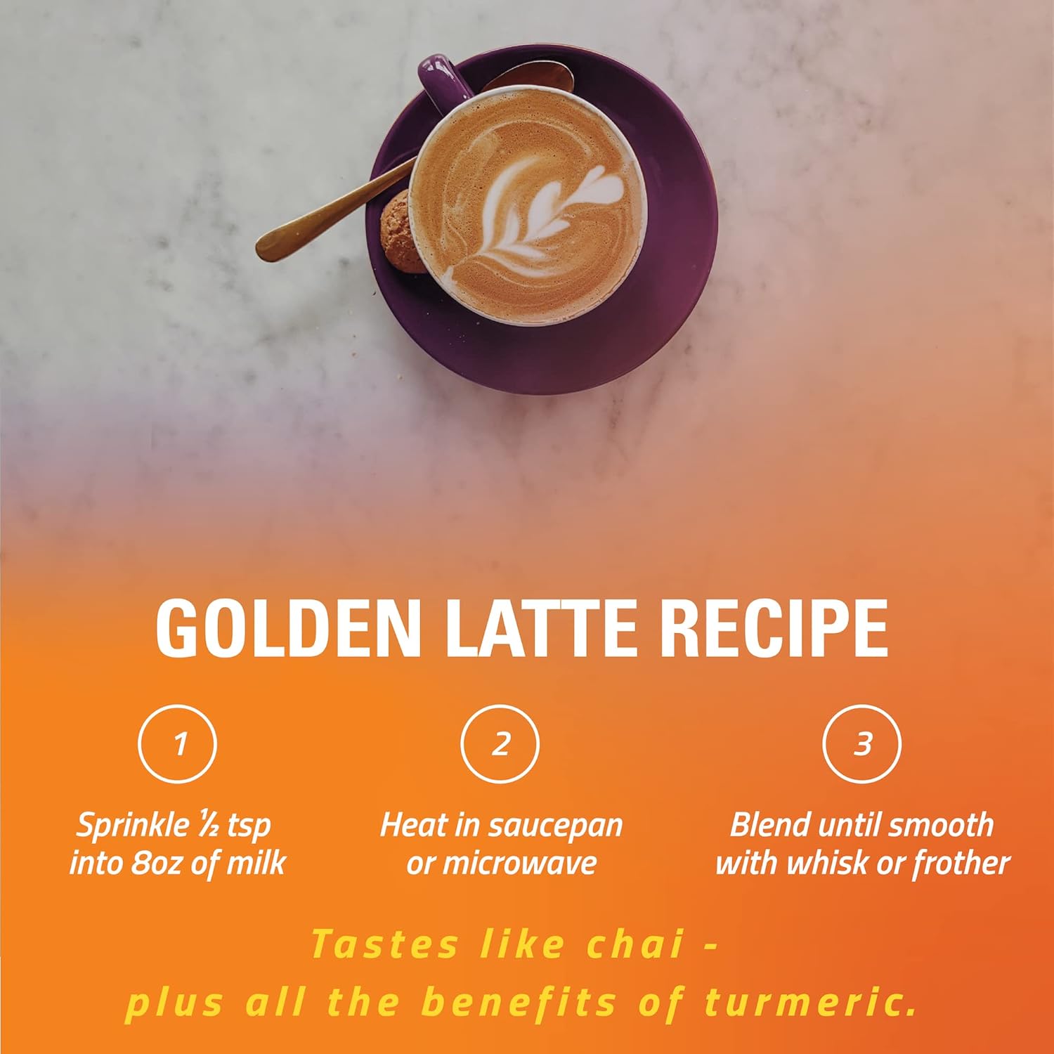 Organic Golden Milk Turmeric Latte Superfood Blend with Ginger, Black Pepper, Curcumin, Cinnamon, Cardamom - Non-GMO, Vegan, Keto, Ayurvedic (3.2 oz)