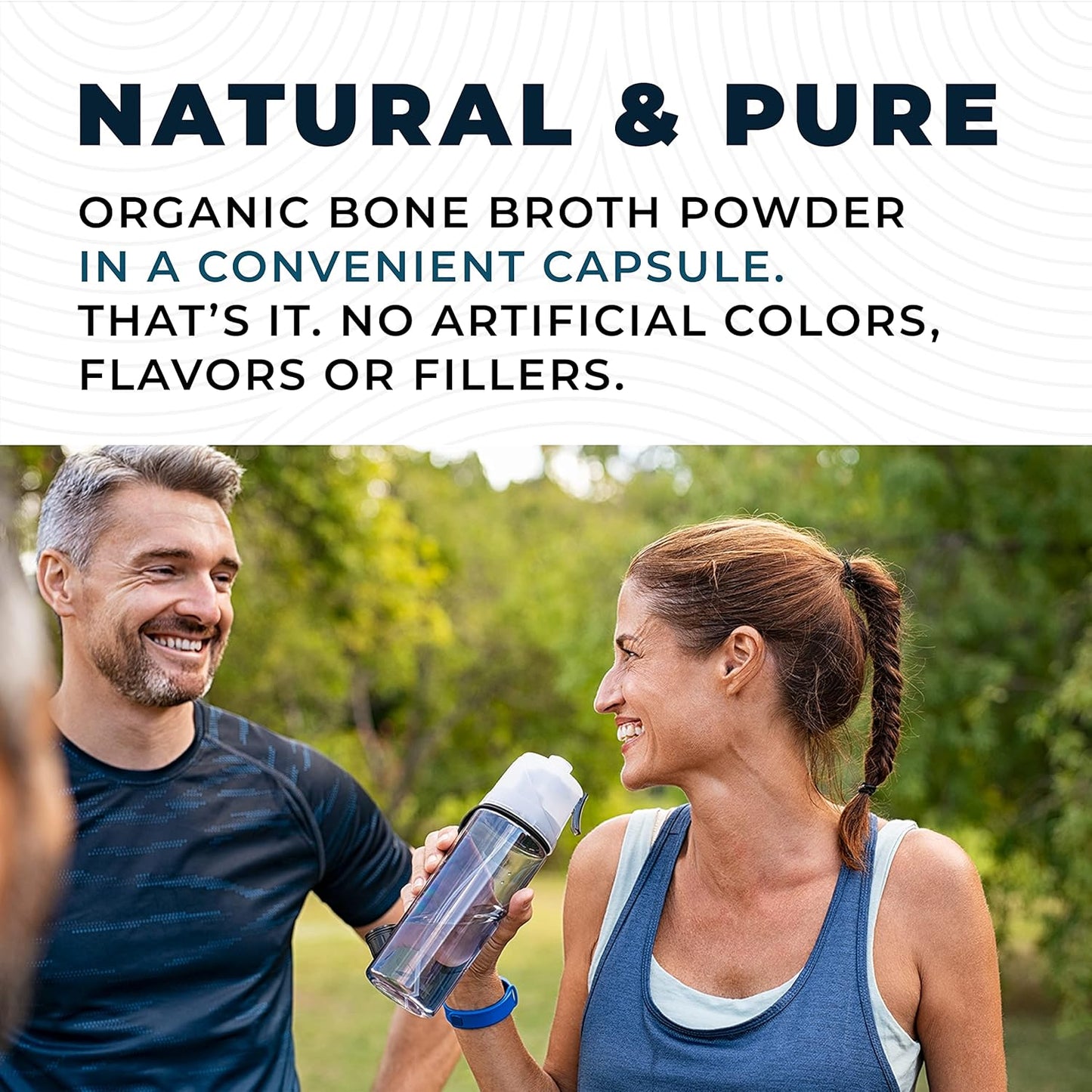 Organic Grass-Fed Bone Broth Capsules with Collagen for Hair, Nails, Joints & Digestive Health - 180 Capsules