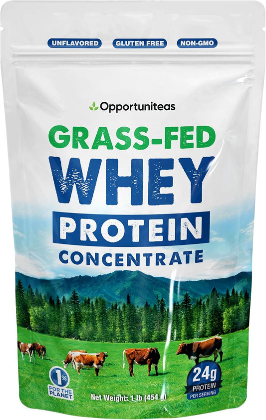 Organic Grass Fed Whey Protein Powder - Pure Unflavored & Unsweetened Supplement for Smoothies, Shakes, Cooking - Non GMO & Gluten Free - 1 lb