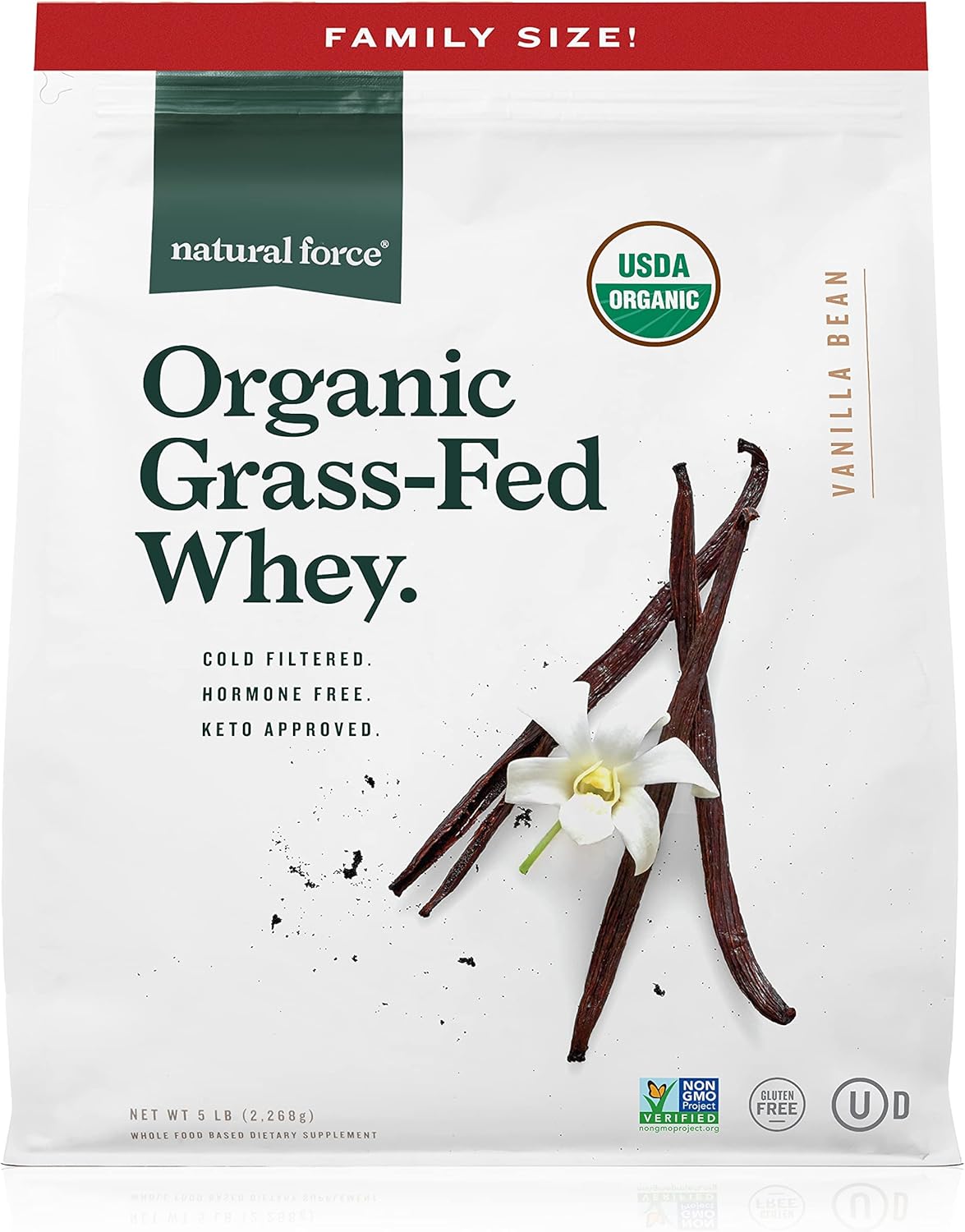 Organic Grass-Fed Whey Protein Powder Vanilla Flavor 5 lb + Clean Marine Collagen 11.7 oz