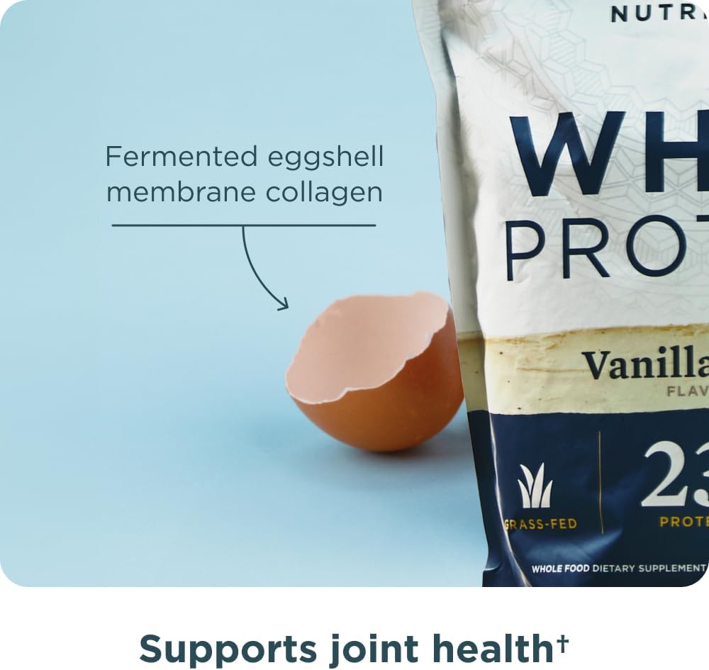 Organic Grass Fed Whey Protein with Collagen Peptides, 23g Protein, A2/A2 Milk Protein, Vanilla Bean Flavor - 35 Servings